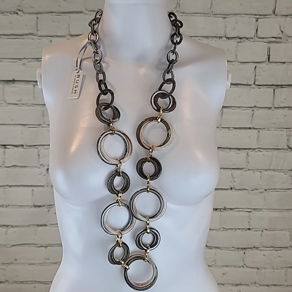Rush by Denis & Charles Boho Chunky Circle Marbled Link Statement Necklace - NWT